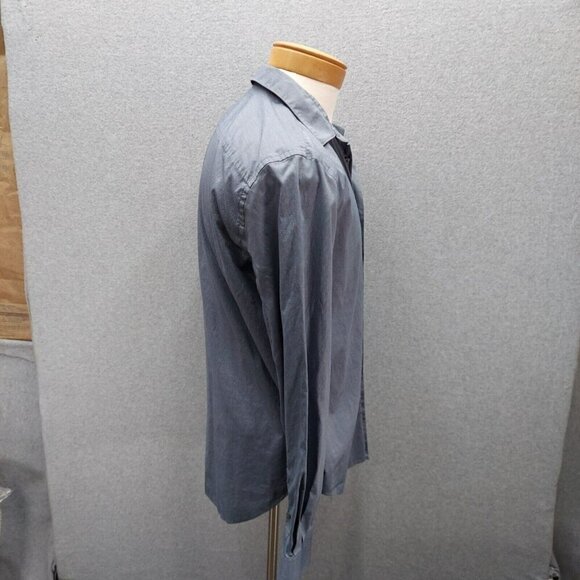 Perry Ellis Mens Dress Essentials Grey Herringbone Long Sleeve Size Large - Picture 2 of 5